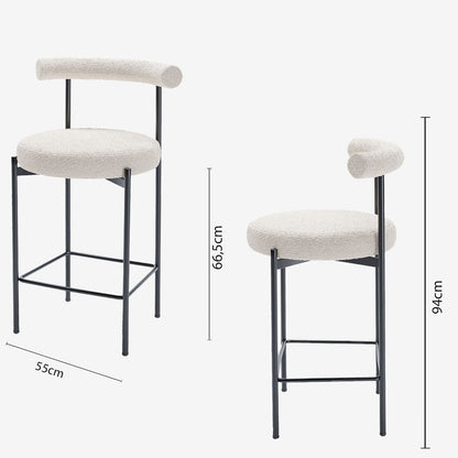 Lot de 2 chaises de bar bouclette blanche Charlotte