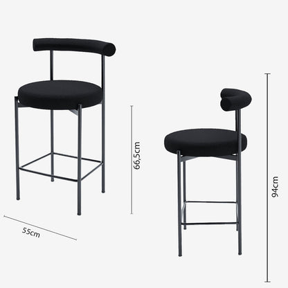 Lot de 2 chaises de bar bouclette grise anthracite Charlotte