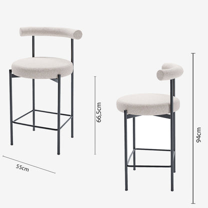 Lot de 2 chaises de bar velours crème Charlotte