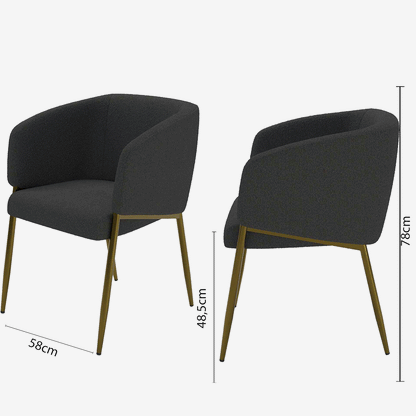 Fauteuil de salle à manger bouclette gris foncé Basile