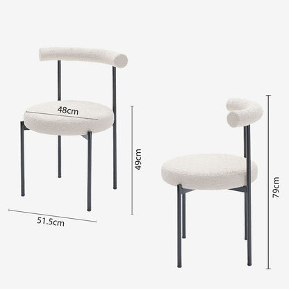 Lot de 2 chaises de salle à manger design moderne, bouclette blanche Julia
