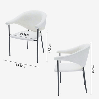 Lot de 2 chaises avec accoudoirs design en velours beige Jeanne