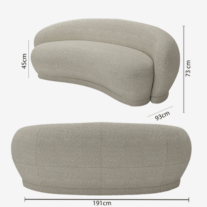 Canapé 3-4 places en tissu bouclette beige Bianca