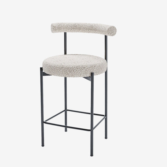 Lot de 2 chaises de bar bouclette grise et blanche Charlotte