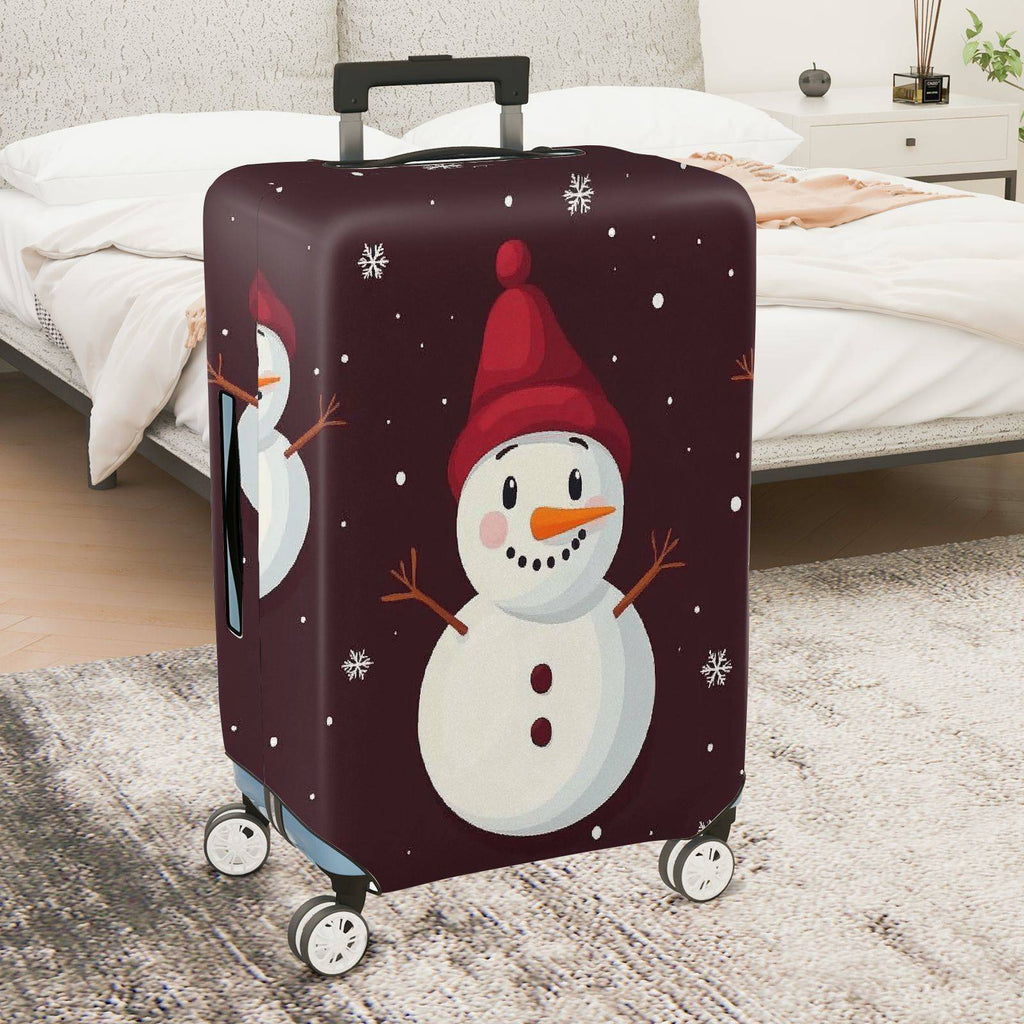 1-Piece Snowman Winter Festive Holiday Cheer  Suitcase Luggage Cover, Stretch Protective Sleeve