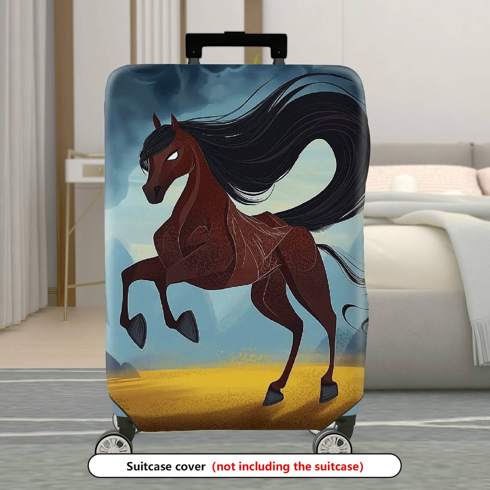 1-Piece Horse Mountains Artistic Nature Aesthetic Inspirational  Suitcase Luggage Cover, Stretch Protective Sleeve