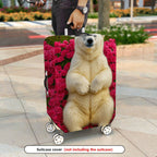 1-Piece Cute Polar Bear Floral Nature Garden Wildlife  Suitcase Luggage Cover, Stretch Protective Sleeve
