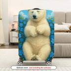 1-Piece Cute Bear Floral Blue Sky Butterfly  Suitcase Luggage Cover, Stretch Protective Sleeve
