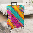 1-Piece Abstract Vivid Colorful Striped Artistic  Suitcase Luggage Cover, Stretch Protective Sleeve