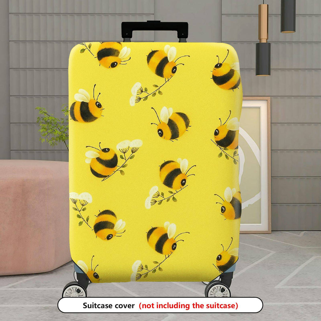 1-Piece Yellow Bee Floral Nature Cute Pattern  Suitcase Luggage Cover, Stretch Protective Sleeve