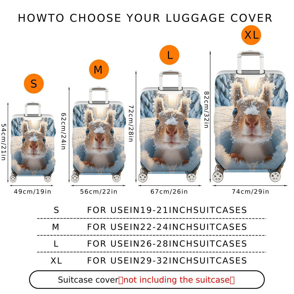 1-Piece Cute Snowy Forest Animal Winter Squirrel  Suitcase Luggage Cover, Stretch Protective Sleeve