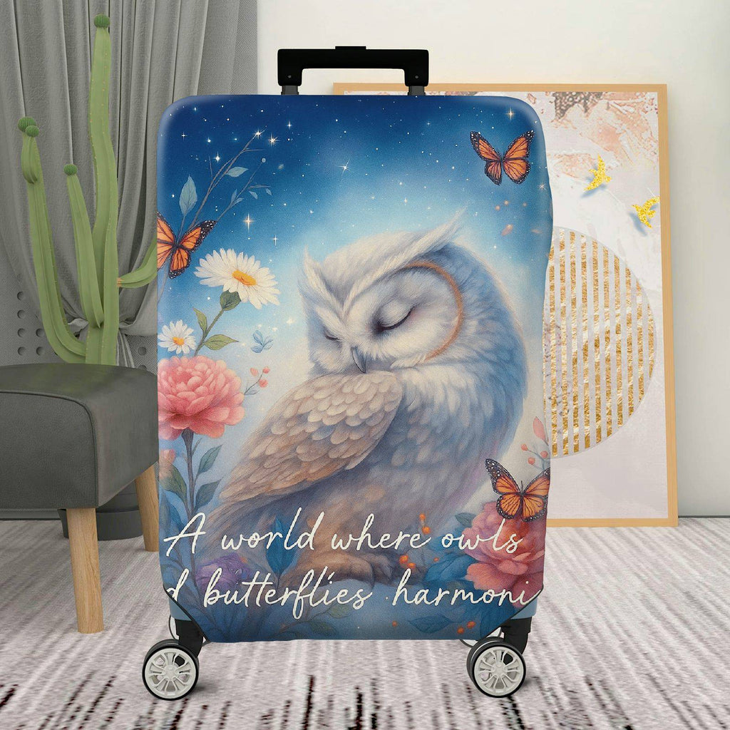 1-Piece Floral Owl Butterfly Starry Nature Dreamy  Suitcase Luggage Cover, Stretch Protective Sleeve