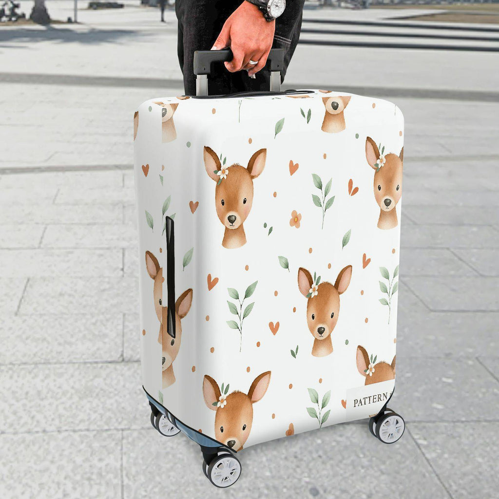 1-Piece Deer Floral Heart Leaf Pattern  Suitcase Luggage Cover, Stretch Protective Sleeve