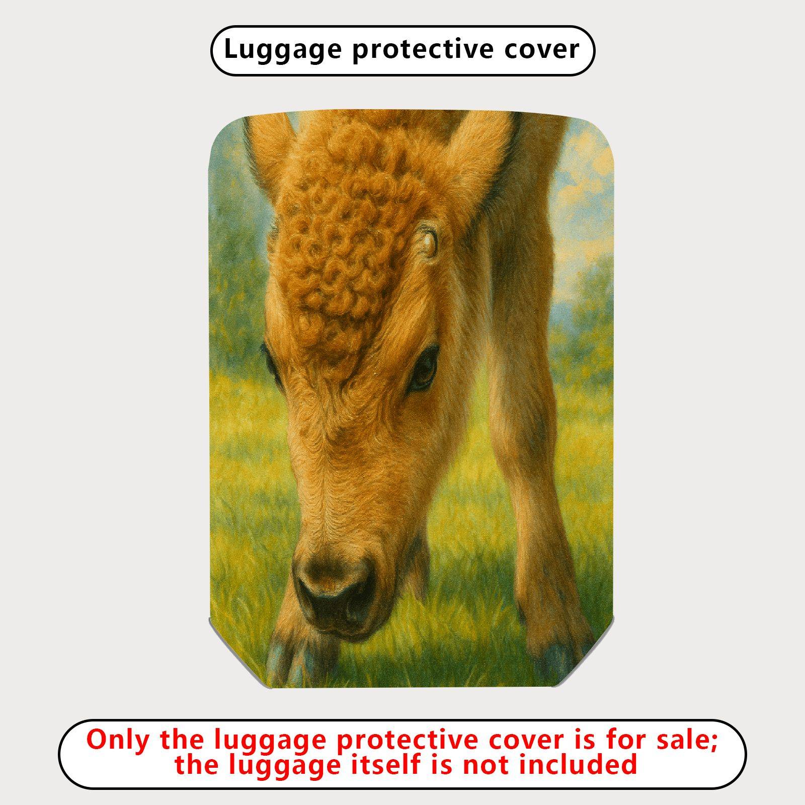 1-Piece Cute Animal Pastoral Nature Buffalo Travel  Suitcase Luggage Cover, Stretch Protective Sleeve