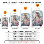 1-Piece Angel Floral Crown Orchid Praying Halo Religious  Suitcase Luggage Cover, Stretch Protective Sleeve