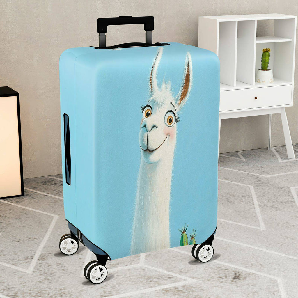 1-Piece Animal Travel Fun Happy Llama  Suitcase Luggage Cover, Stretch Protective Sleeve