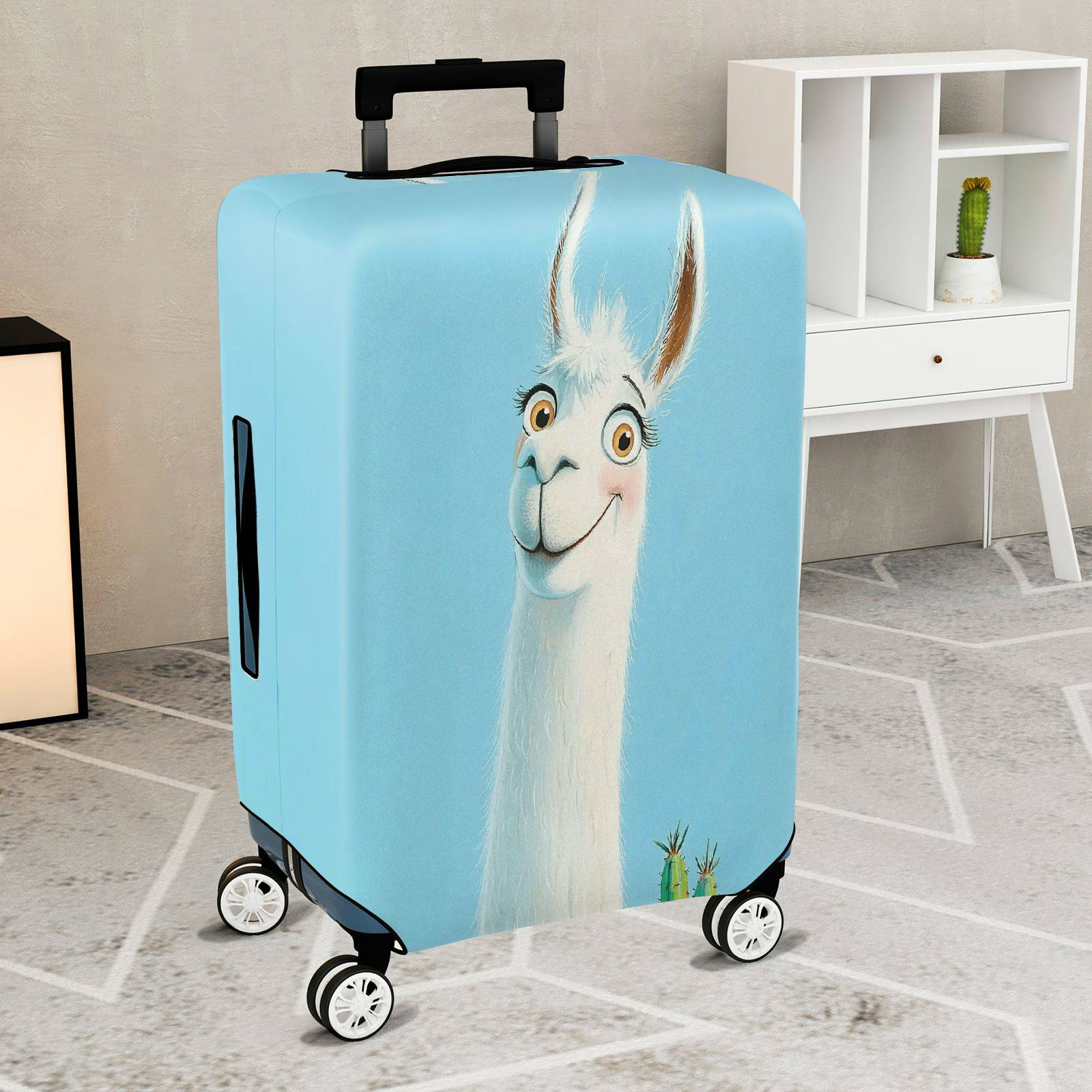 1-Piece Animal Travel Fun Happy Llama  Suitcase Luggage Cover, Stretch Protective Sleeve