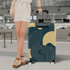 1-Piece Abstract Geometric Yellow Blue Beige Modern  Suitcase Luggage Cover, Stretch Protective Sleeve