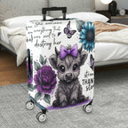 1-Piece Cute Floral Butterfly Cow Feminine Inspirational Quote  Suitcase Luggage Cover, Stretch Protective Sleeve