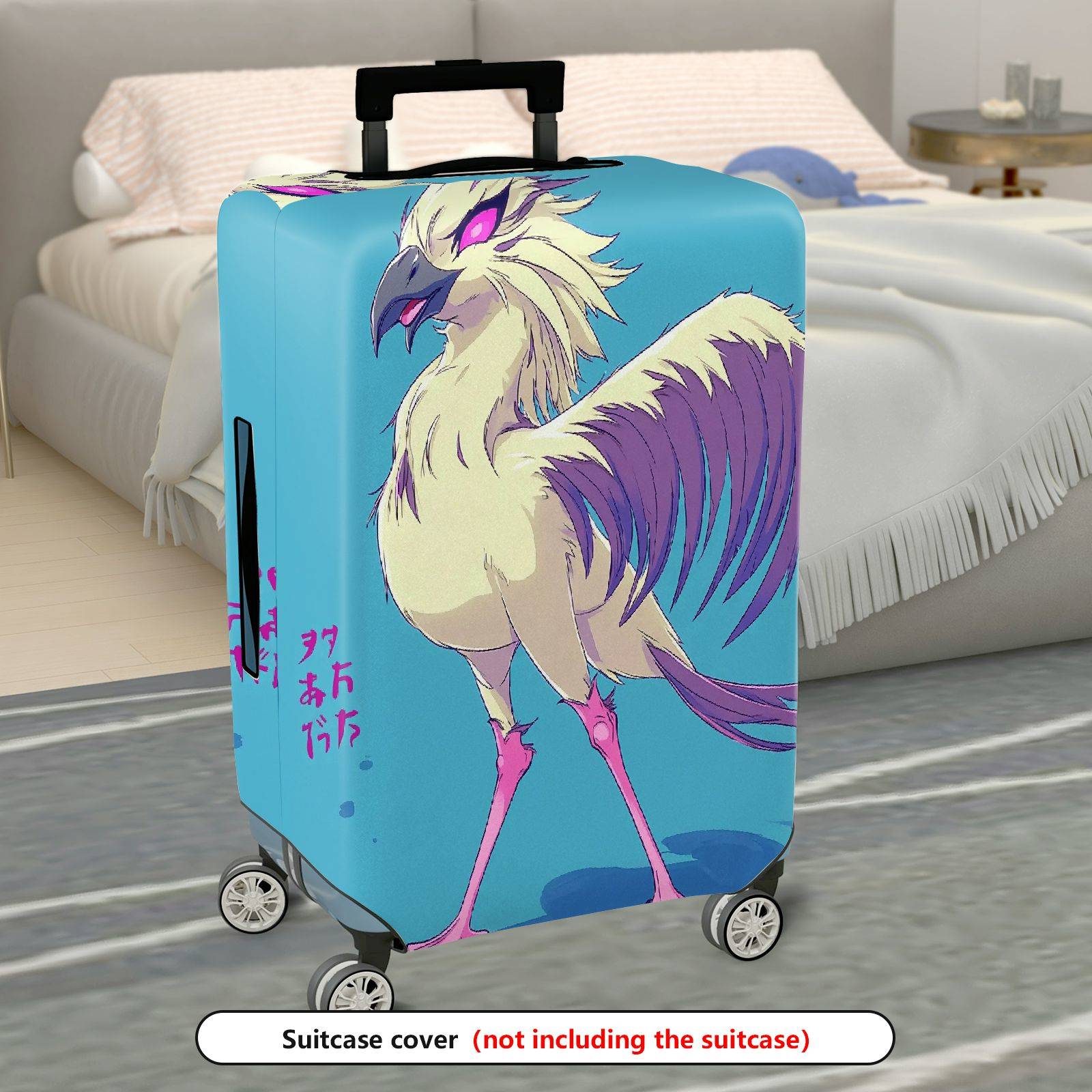 1-Piece Fantasy Bird Blue Feather Creative Artistic  Suitcase Luggage Cover, Stretch Protective Sleeve