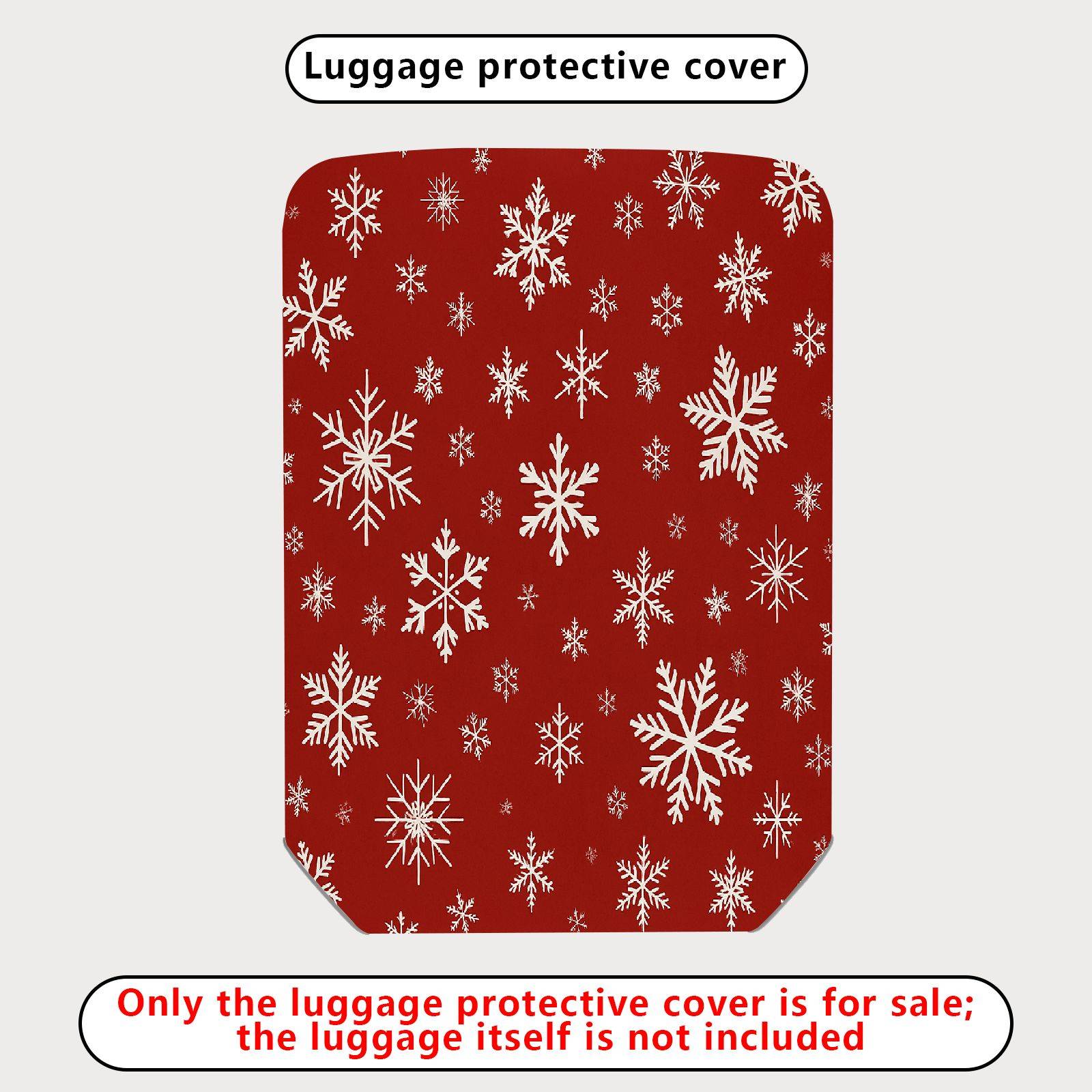 1-Piece Red White Snowflake Christmas Holiday Winter Pattern  Suitcase Luggage Cover, Stretch Protective Sleeve