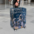 1-Piece Winter Wonderland Penguin Snowflake Blue Cute  Suitcase Luggage Cover, Stretch Protective Sleeve