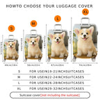 1-Piece Cute Corgi Puppy Dog Animal Happy Pet  Suitcase Luggage Cover, Stretch Protective Sleeve