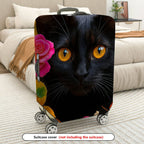 1-Piece Cat Flower Autumn Colorful Artistic Cute  Suitcase Luggage Cover, Stretch Protective Sleeve