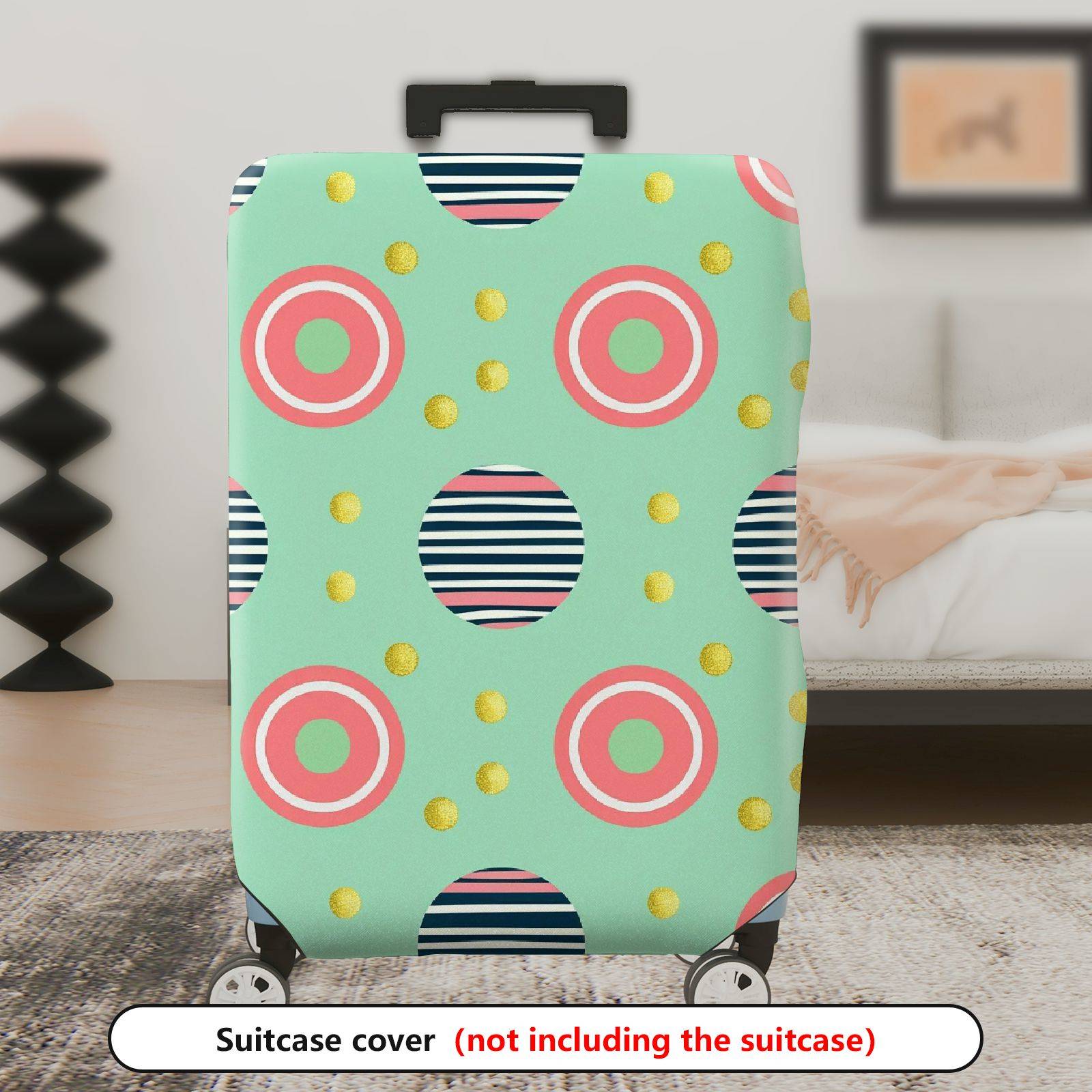 1-Piece Pastel Geometric Stripes Circles Dots Colorful  Suitcase Luggage Cover, Stretch Protective Sleeve