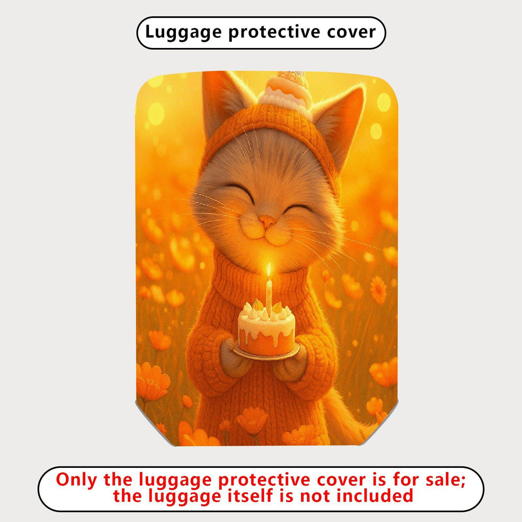 1-Piece Cute Cat Candle Orange Warm Cozy  Suitcase Luggage Cover, Stretch Protective Sleeve