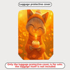 1-Piece Cute Cat Candle Orange Warm Cozy  Suitcase Luggage Cover, Stretch Protective Sleeve