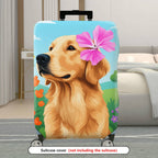 1-Piece Dog Flower Garden Nature Cute Artistic  Suitcase Luggage Cover, Stretch Protective Sleeve