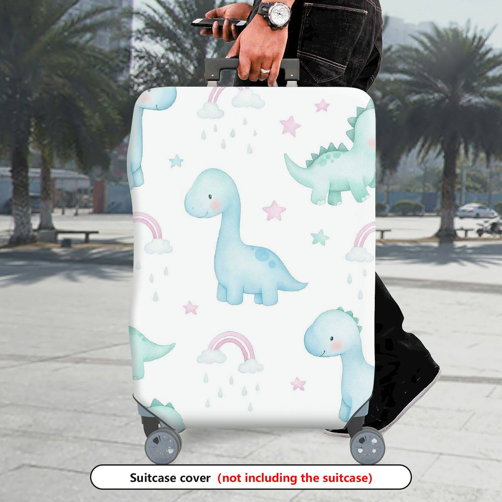 1-Piece Cute  Dinosaur Rainbow Star Cloud  Suitcase Luggage Cover, Stretch Protective Sleeve