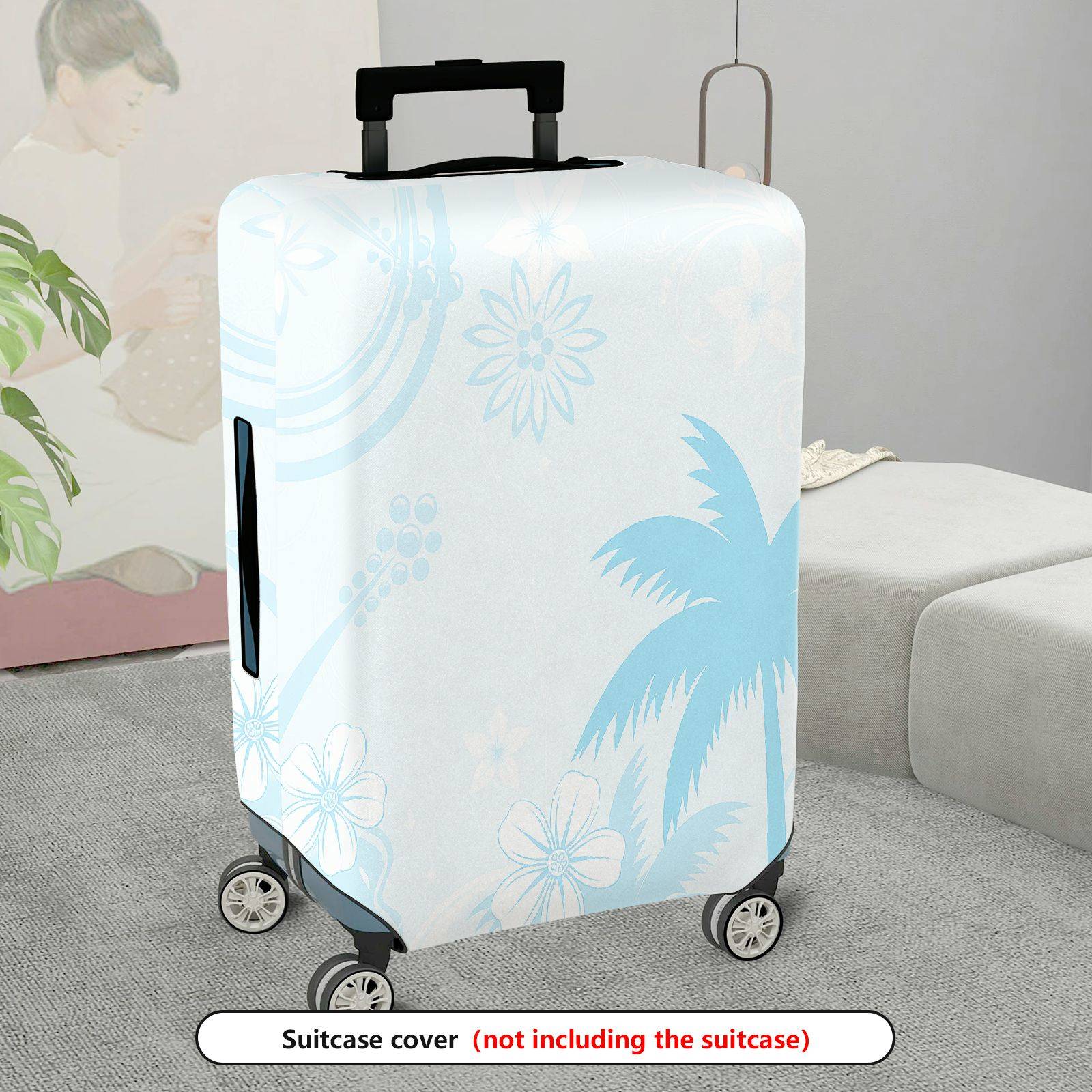 1-Piece Hawaiian Palm Beach Floral Music Landscape  Suitcase Luggage Cover, Stretch Protective Sleeve