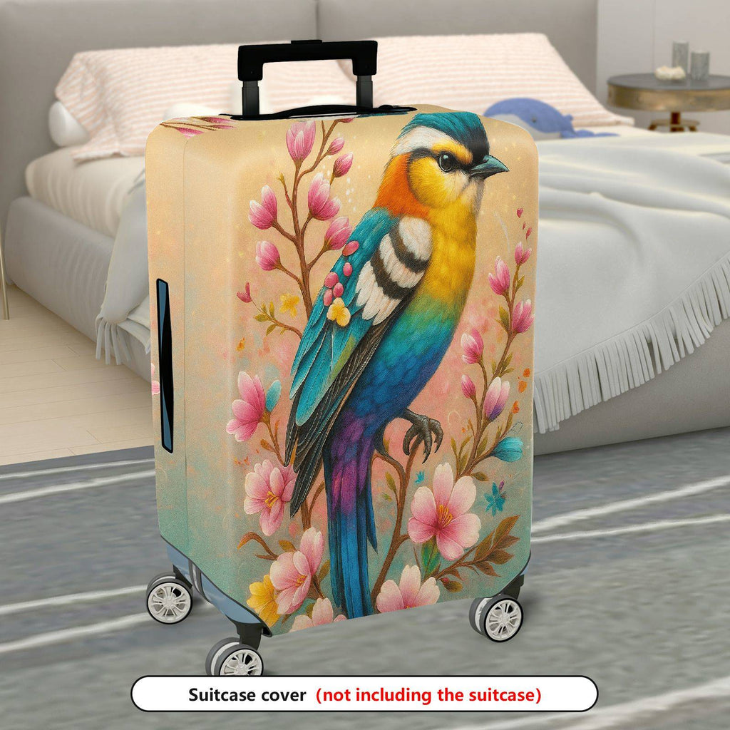 1-Piece Bird Floral Colorful Elegant Artistic Unique  Suitcase Luggage Cover, Stretch Protective Sleeve