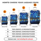 1-Piece Starry Night City Skyline Abstract Artistic Landscape  Suitcase Luggage Cover, Stretch Protective Sleeve
