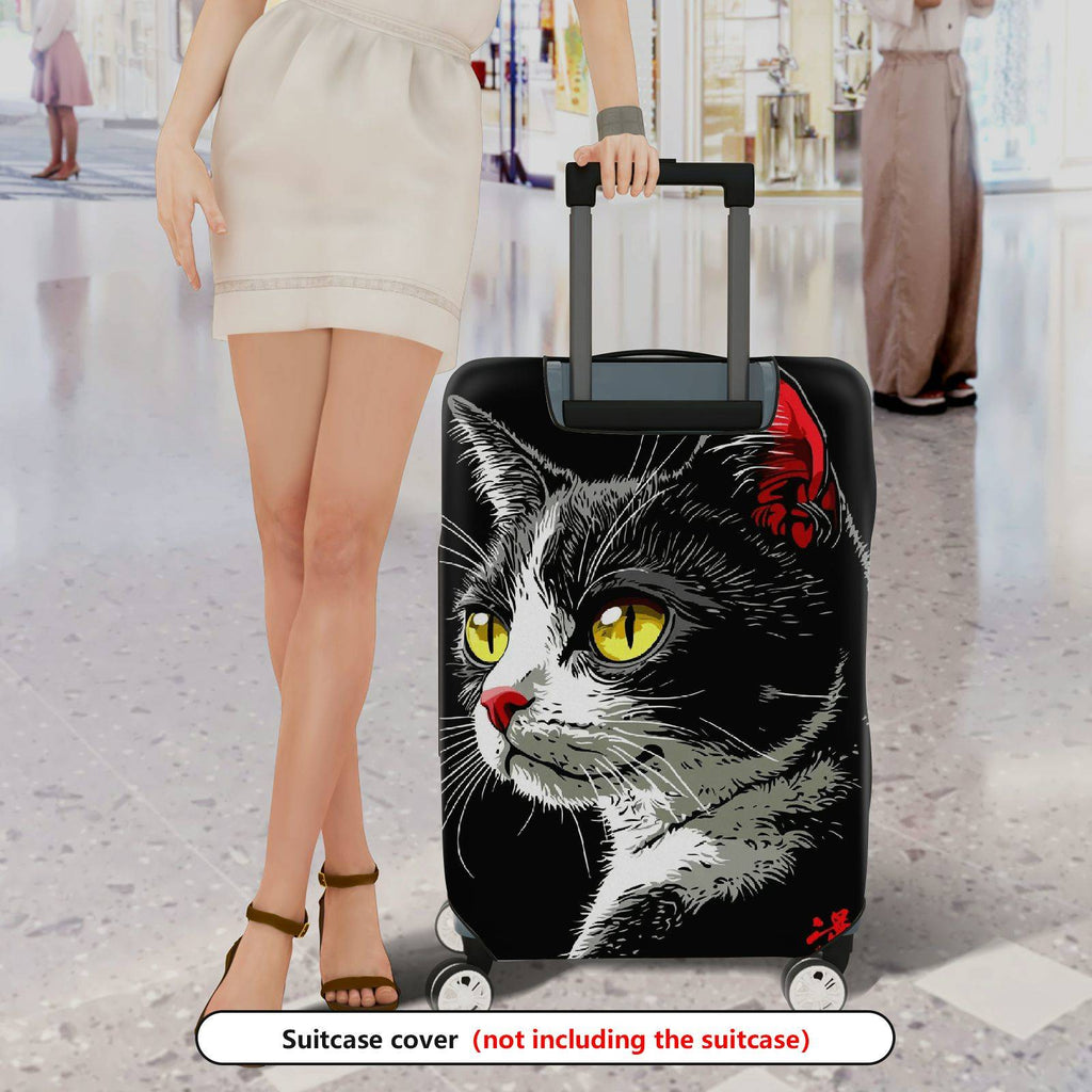 1-Piece Cat Graphic Artistic Stylish Unique Chic  Suitcase Luggage Cover, Stretch Protective Sleeve