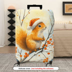 1-Piece Christmas Holiday Snow Squirrel Orange Berry  Suitcase Luggage Cover, Stretch Protective Sleeve