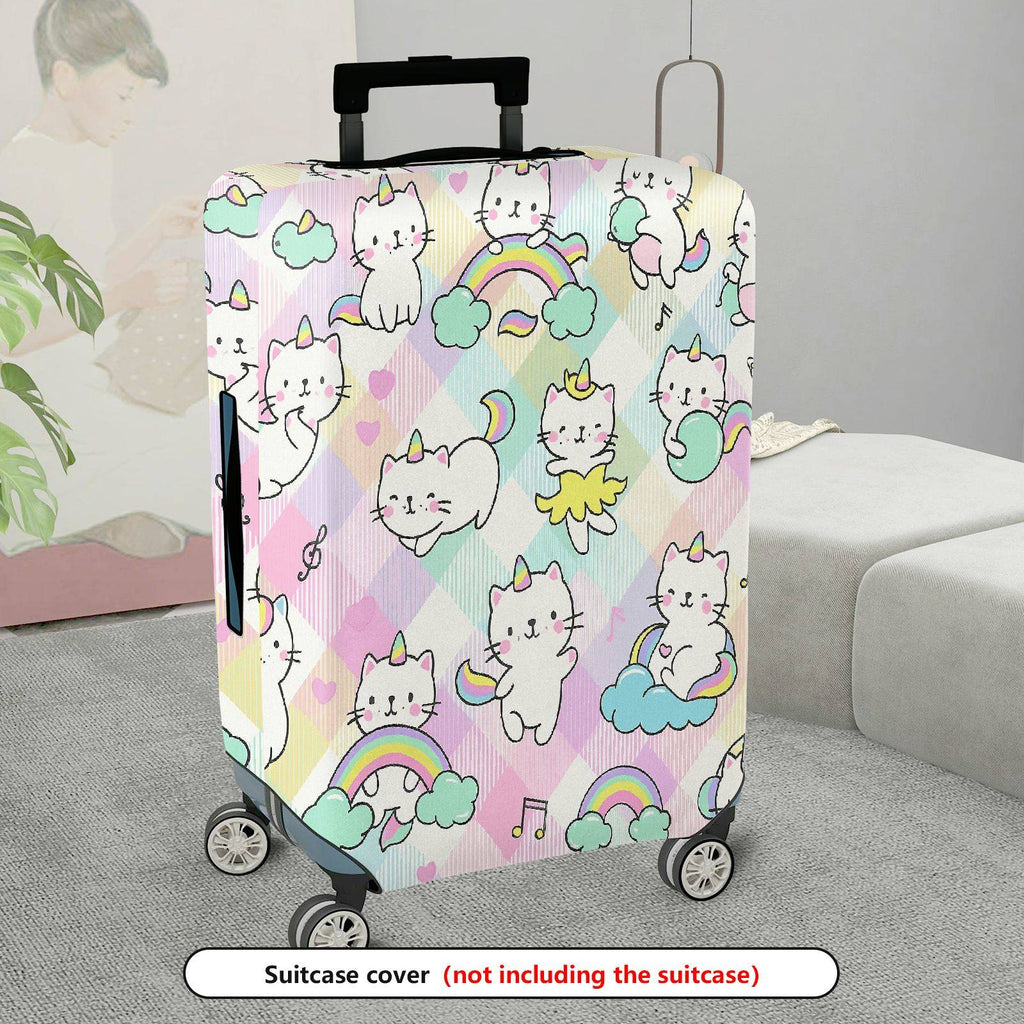 1-Piece Cute  Rainbow Cat Cloud Musical Notes  Suitcase Luggage Cover, Stretch Protective Sleeve