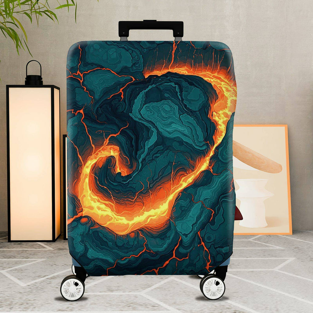 1-Piece Abstract Fiery Volcanic Marble Swirl Pattern  Suitcase Luggage Cover, Stretch Protective Sleeve
