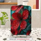 1-Piece Red Flower Nature Raindrop Floral Art Botanical  Suitcase Luggage Cover, Stretch Protective Sleeve