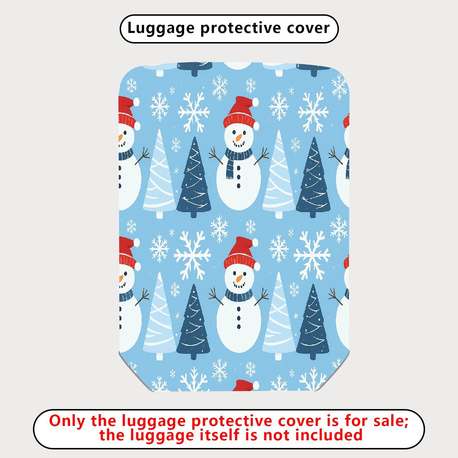 1-Piece Snowman Snowflake Christmas Tree Winter Holiday  Suitcase Luggage Cover, Stretch Protective Sleeve