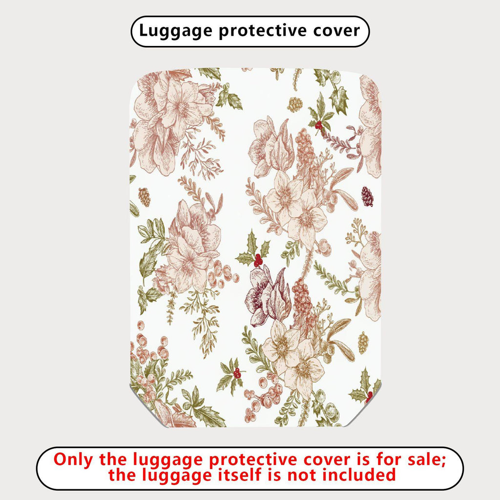 1-Piece Elegant Floral Vintage Art Holiday Botanical  Suitcase Luggage Cover, Stretch Protective Sleeve