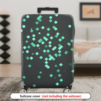 1-Piece Green Geometric Pattern Modern Stylish Chic Travel  Suitcase Luggage Cover, Stretch Protective Sleeve