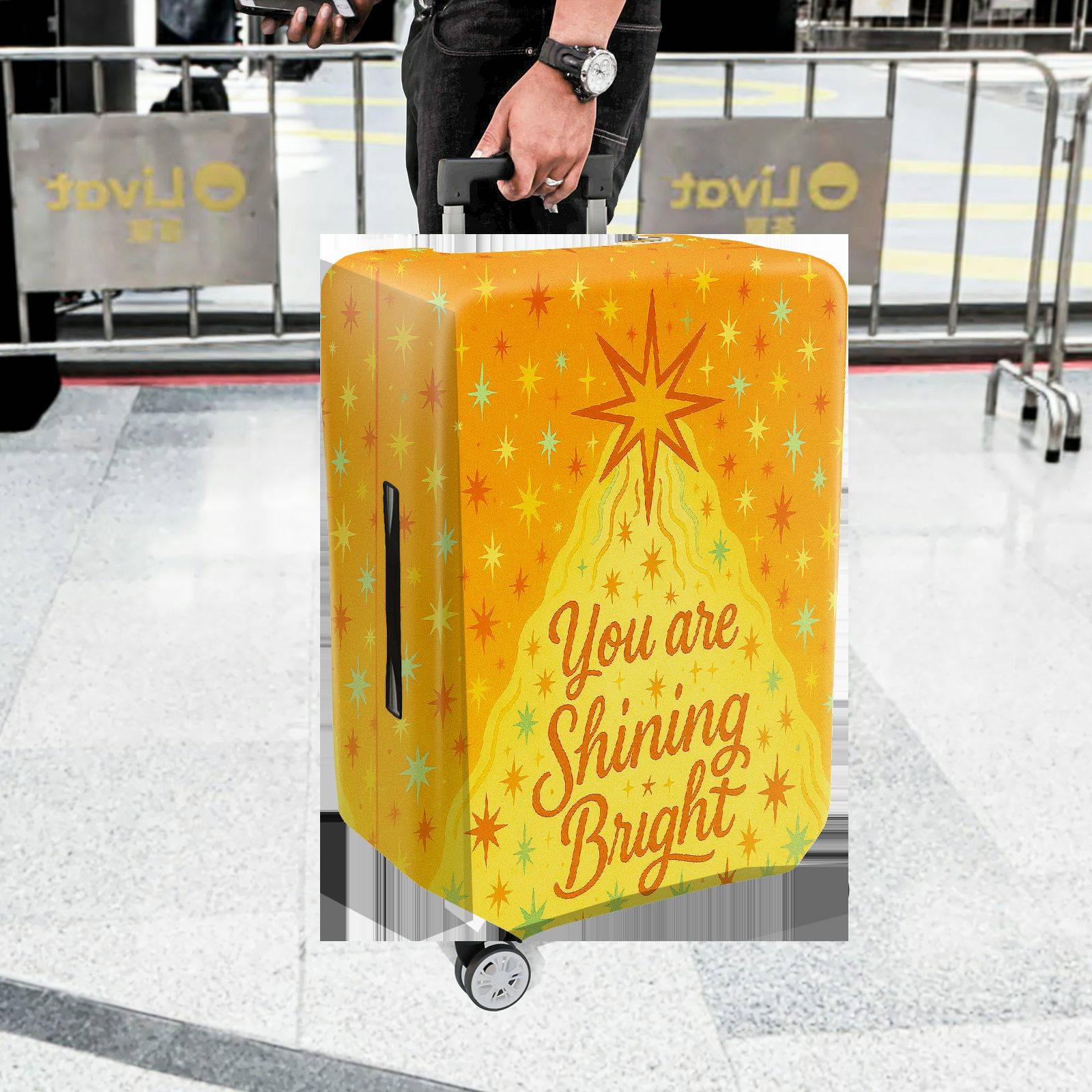 1-Piece Inspirational Bright Starry Quote Text Holiday  Suitcase Luggage Cover, Stretch Protective Sleeve