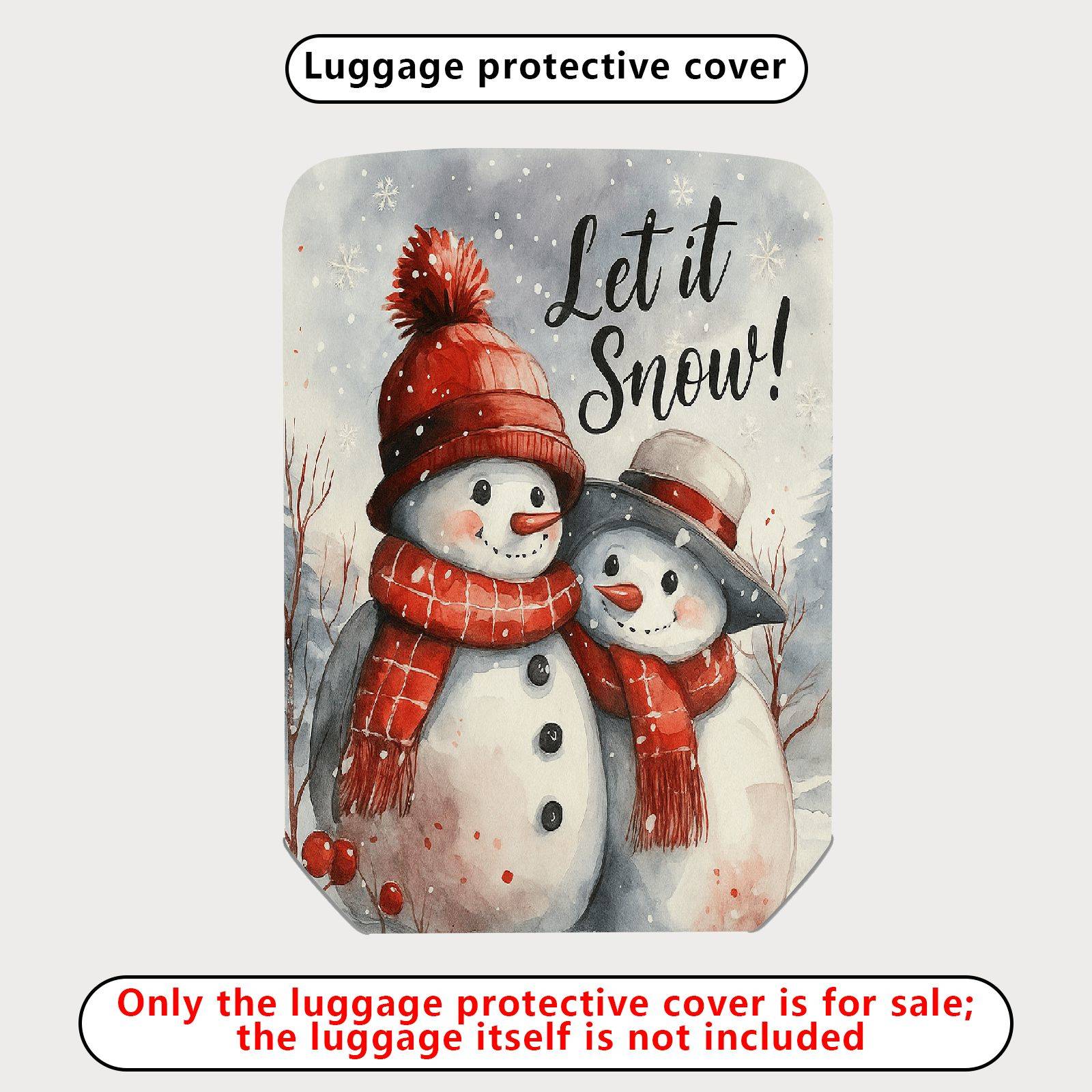 1-Piece Snowman Winter Christmas Holiday Festive  Suitcase Luggage Cover, Stretch Protective Sleeve