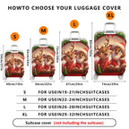1-Piece Christmas Santa Reindeer Festive Holiday Cheer  Suitcase Luggage Cover, Stretch Protective Sleeve