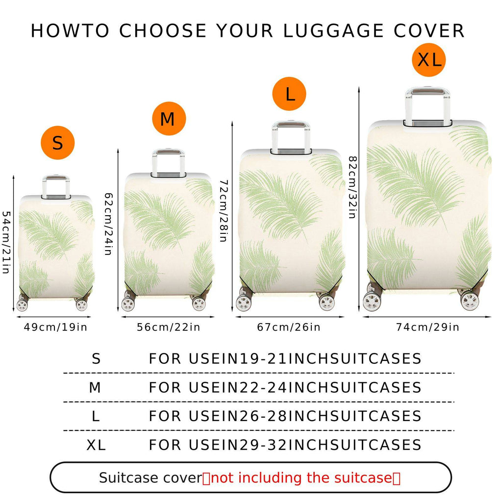 1-Piece Green Leaf Pattern Tropical Nature Travel Holiday  Suitcase Luggage Cover, Stretch Protective Sleeve