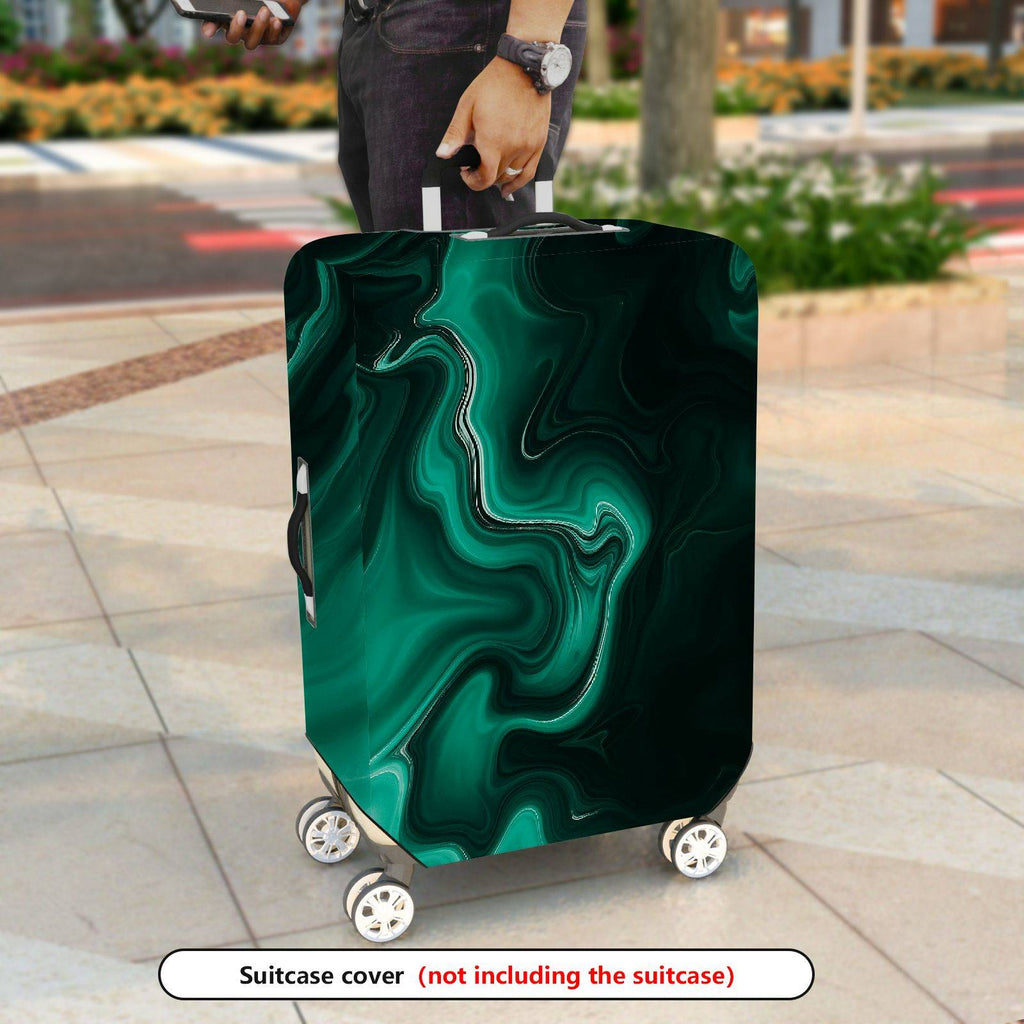 1-Piece Abstract Green Marble Swirl Design  Suitcase Luggage Cover, Stretch Protective Sleeve