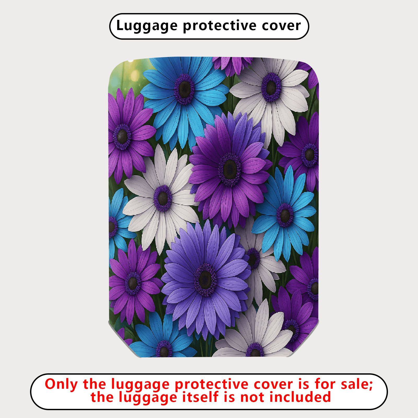 1-Piece Purple Blue White Floral Luggage  Suitcase Luggage Cover, Stretch Protective Sleeve